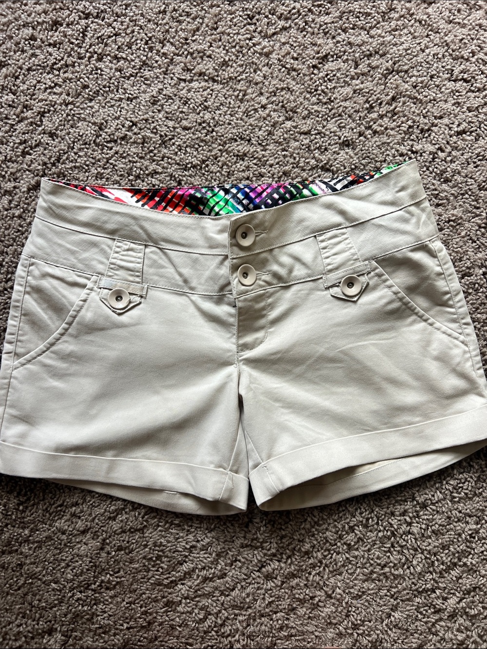 Copper Key khaki Cuffed  Shorts with Button Waist size 7